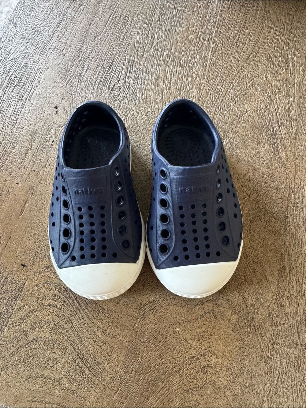 Native Kids Slip-On Water Shoes in Navy with White Toe